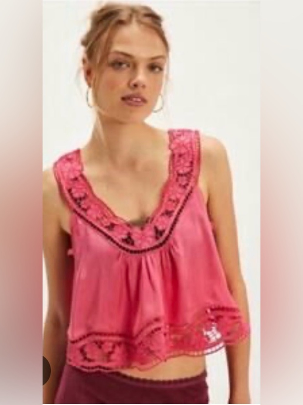 Free People Pink Trim Sleeveless Top